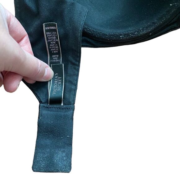 Victoria's Secret Size 32DDD Bra Lined Demi Black Body By Victoria Underwire - Picture 2 of 6